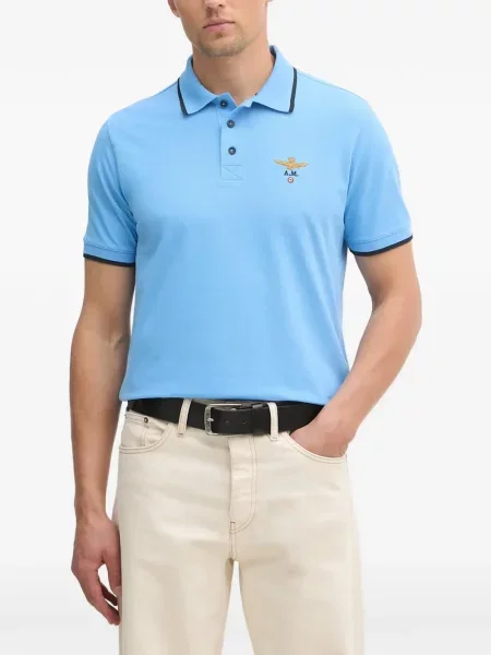 Tricou polo Aeronautica Militare cu broderie albastru