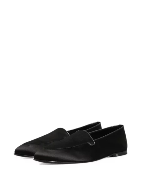Saténové loafers Dolce & Gabbana s autogramem černé