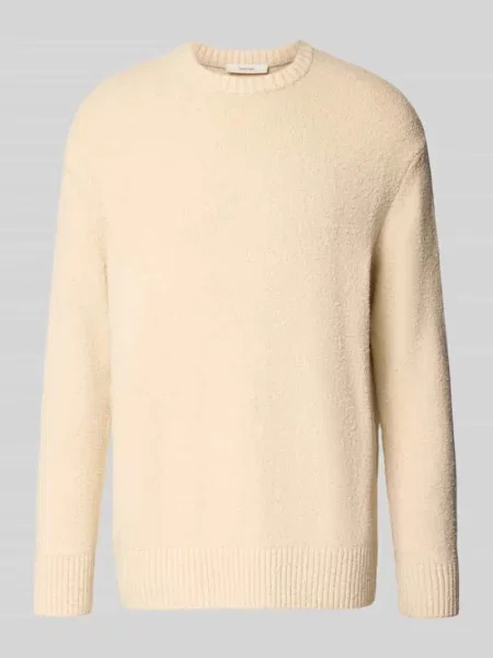 Sweter z fakturową dzianiną Selected biały
