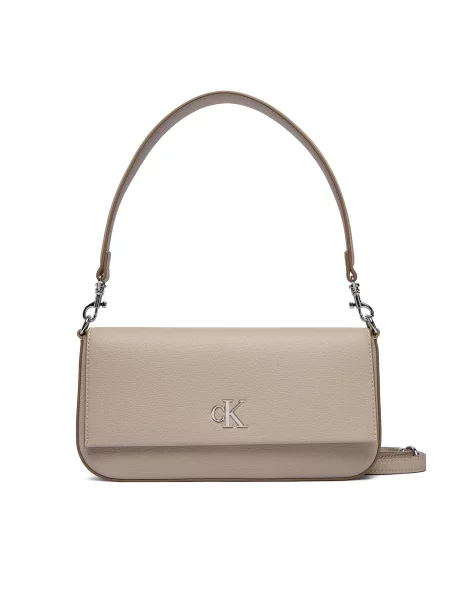 Calvin Klein Geantă Minimal Monogram Shoulder Pouch Écru bej