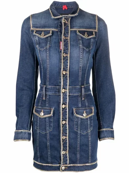 Rochie din denim Dsquared2 de costum albastru