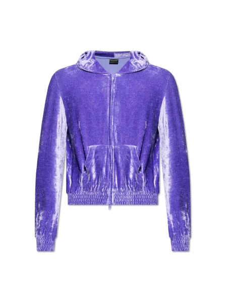 Lniana bluza z kapturem Balenciaga z kapturem fioletowa