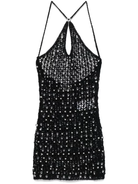 Rochie mini Coperni tricotate cu mărgele de costum negru