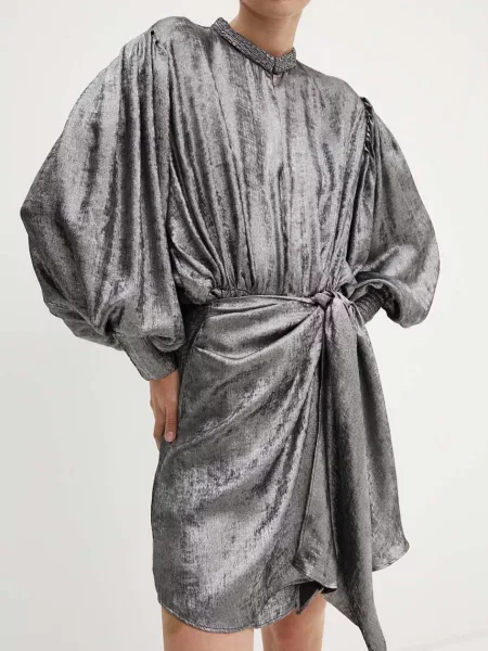 IRO rochie mini evazati argintiu