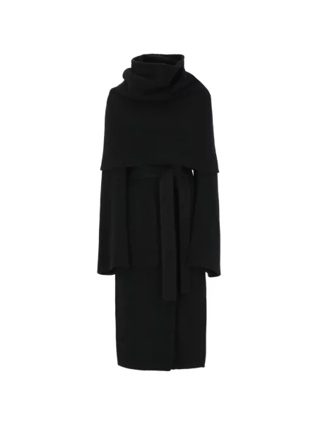 Cu centură palton Rick Owens cu glugă negru