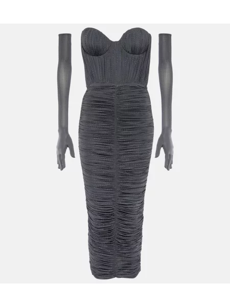 Rochie midi Alex Perry din jerseu de cristal până la genunchi gri