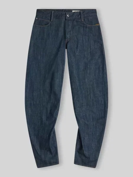 Jeansy o kroju barrel fit z czystej bawełny w 5 kieszeni G-star Raw granatowe