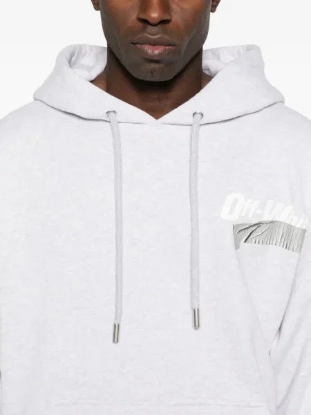 Hanorac cu glugă Off-white cu glugă cu imagine alb