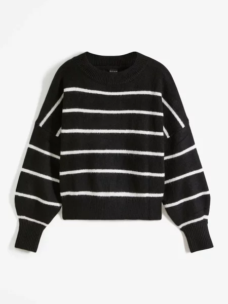 Sweter w paski o kroju oversize czarny