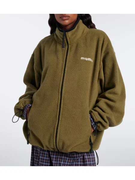Geacă Miu Miu din fleece verde