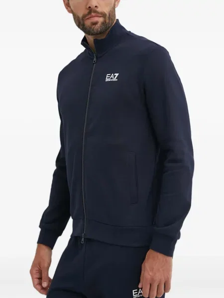 Hanorac cu fermoar Ea7 Emporio Armani cu autograf albastru