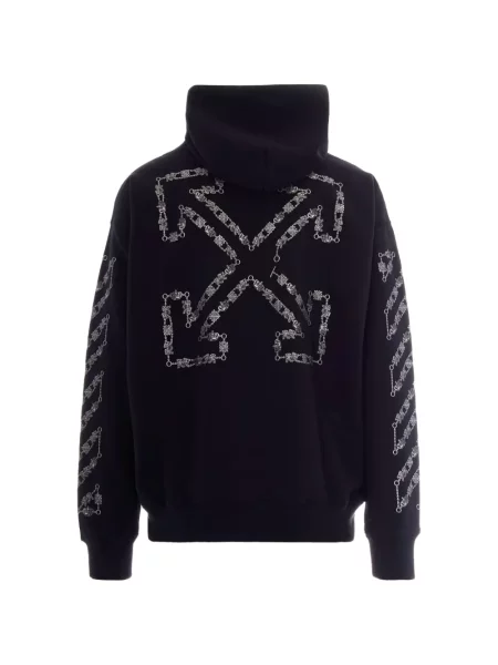 Hanorac cu glugă Off-white cu imagine alb