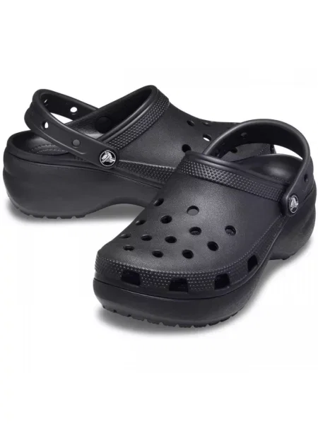 Klapki Crocs na platformie czarne