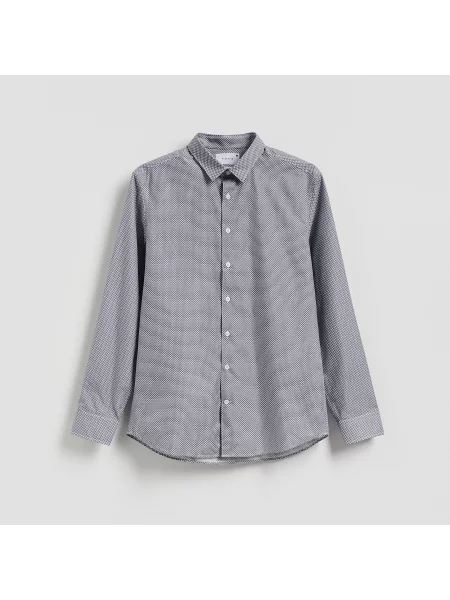 Reserved Vzorovaná košile slim fit tmavomodrá