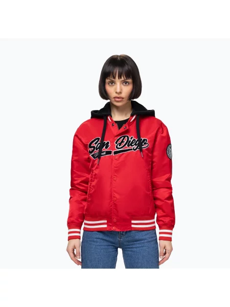 Geacă pentru femei Pitbull Angela San Diego Hooded Varsity fluo/red roșu