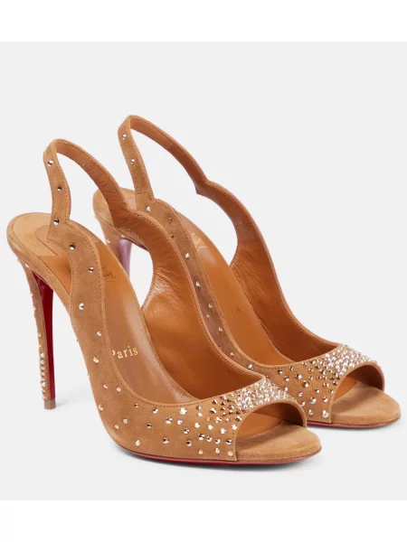 Sandale Christian Louboutin din piele de căprioară bej