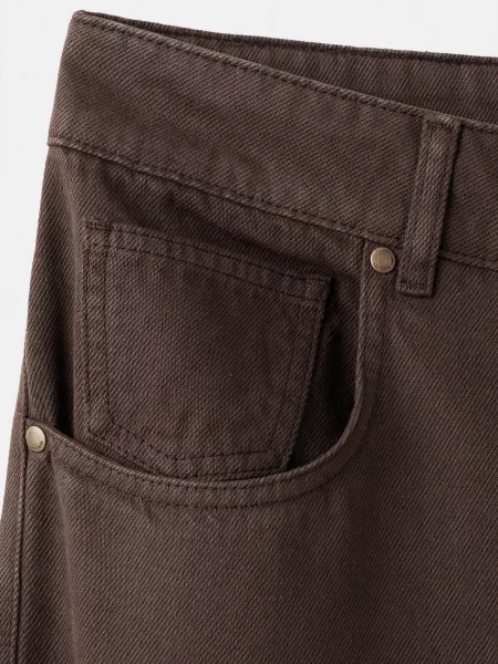 Широкі джинси MANGO темно-коричневий бавовна/ліоцел коричневі