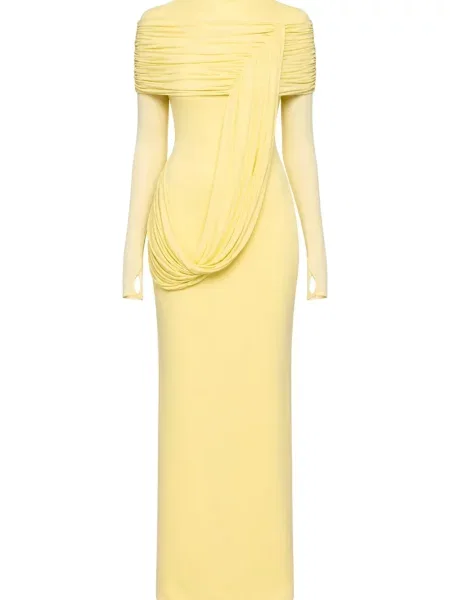 Lung rochie Chats By C.dam drapată galben