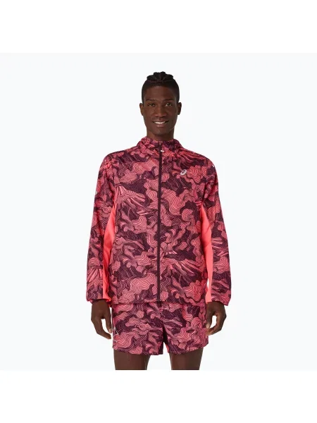 Geacă de alergare pentru bărbați Asics Fujitrail Packable Jacket blazing coral/dark aubergine