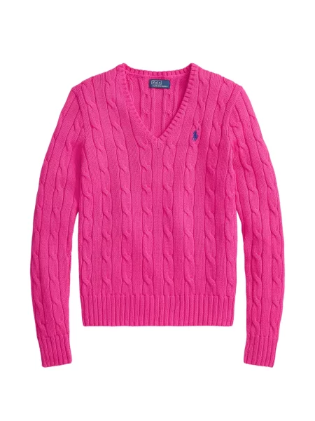 Pulover Polo Ralph Lauren cu decolteu în V roz