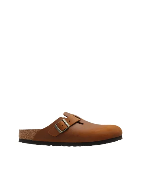 Klapki Birkenstock skórzane brązowe