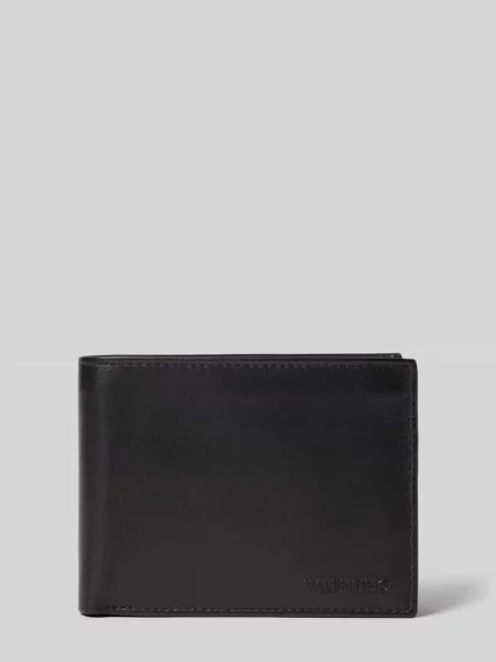 Portfel ze skóry bydlęcej nappa z przegródką na monety Valentino Bags czarny