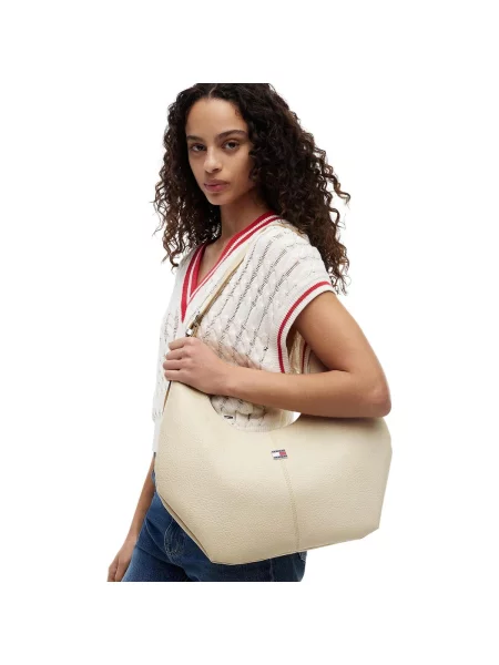 Geanta hobo Tommy Jeans bej