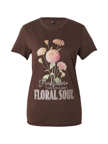 ONLY Tricou ONLLUCY ciocolatiu / verde pastel / roz alb