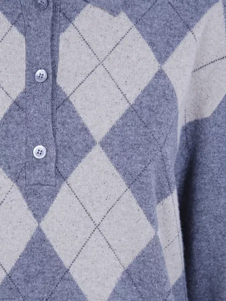 Pulover Róhe de lână cu model argyle albastru