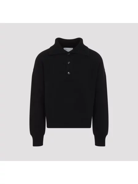 Sweter Ami Paris wełniany z wysokim kołnierzem czarny