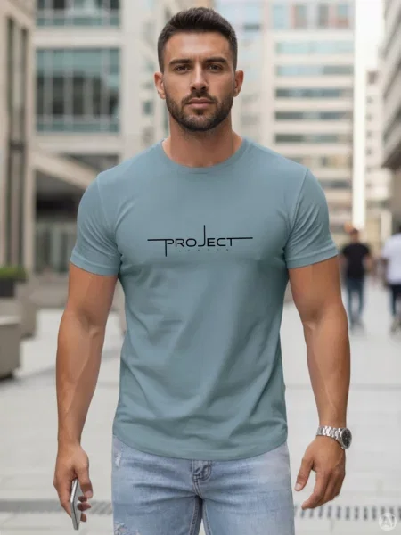 T-shirt z napisem Project London petrol Dstreet