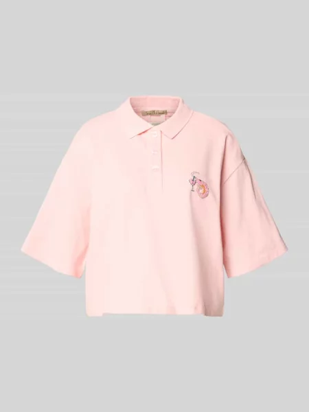 Koszulka polo o krótkim kroju z obszyciem ozdobnymi kamieniami Smith And Soul różowa