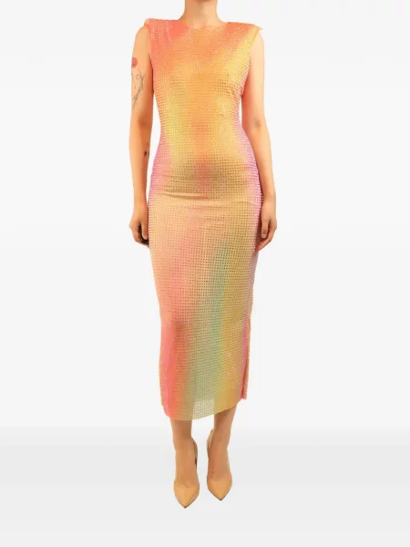 Stras rochie midi Self-portrait portocaliu