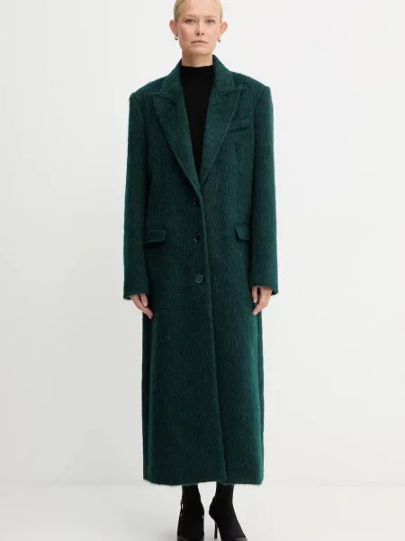 Patrizia Pepe płaszcz z dodatkiem wełny zielony