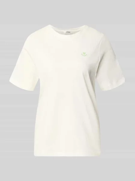 T-shirt o kroju regular fit z czystej bawełny S.oliver Red Label biała
