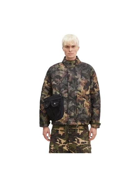 Andersson Bell kurtka Multi-Pocket Camouflage Quilted Jumper przejściowa oversize zielony