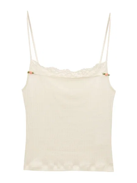 Pull&Bear Top ecru / trst oranžna