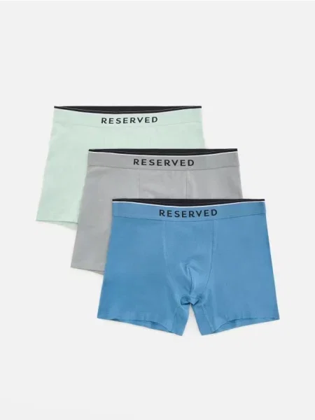 Reserved Set de 3 perechi de boxeri long verde-pal verde