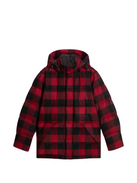 Geacă cu puf Woolrich în carouri roșu