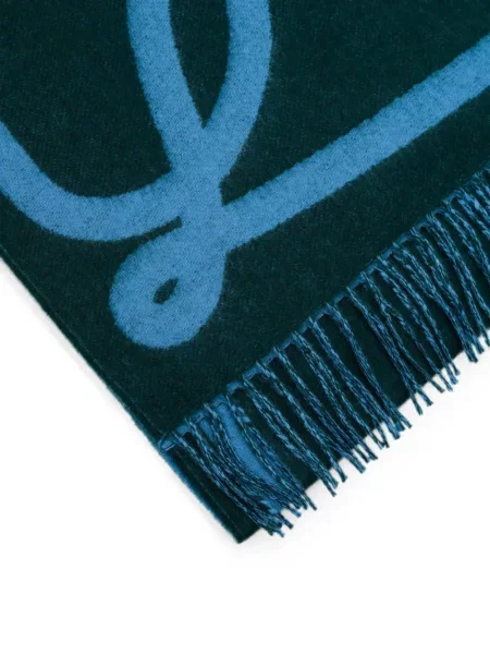 Fular Loewe cu franjuri verde