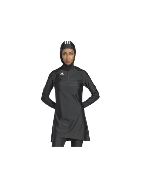 Pruhovaný dlhý top Adidas s dlhými rukávmi čierna