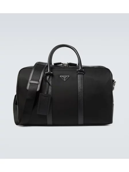 Usnjena torba Prada črna
