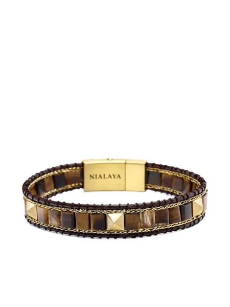 Гривна Nialaya Jewelry с тигров принт кафяво