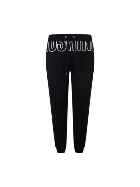 Joggery Moschino polarowe z nadrukiem czarne