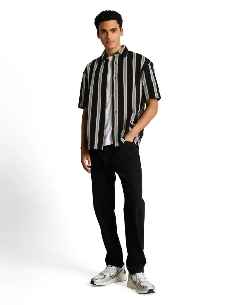 Tom Tailor Denim koszula z krótkim rękawem Mężczyźni Comfort Fit S czarny