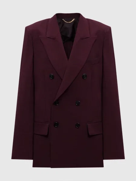 Двобортний жакет з вовною Victoria Beckham бордовий