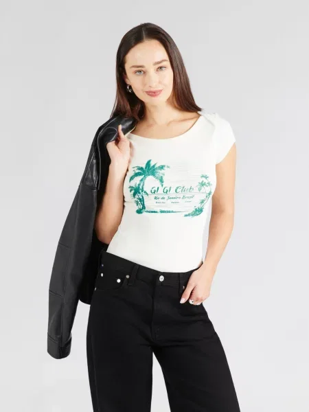 BOSS Tricou verde smarald alb