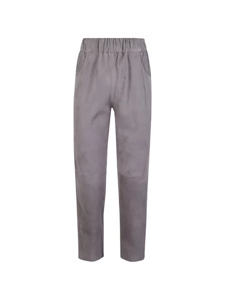 Pantaloni Via Masini 80 din piele de căprioară gri