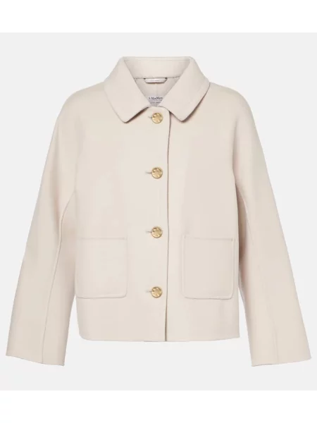 Kurtka S Max Mara wełniana dwurzędowa brązowa