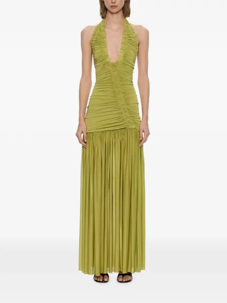 Rochie maxi Christopher Esber cu volane verde